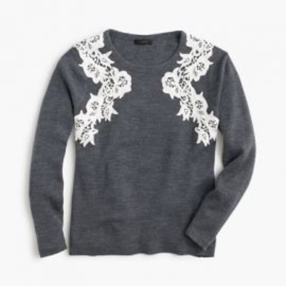 J. Crew Lace Appliqué Sweater
